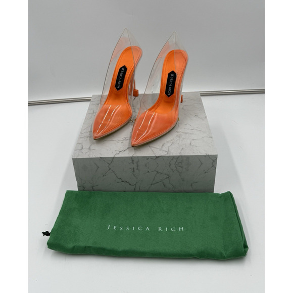 Jessica Rich Heels So Fancy Sandal Clear Orange EU 39 USA Size 8.5 W/ Dust Bag - Picture 1 of 10